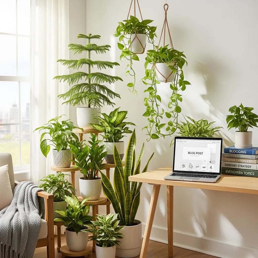 Collection of evergreen plants symbolizing timeless blog topics
